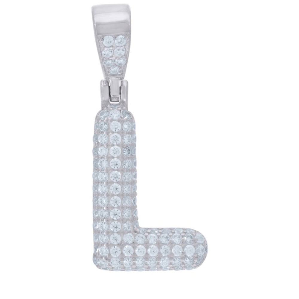 925 Sterling Silver Bubble Letter L w/Chain